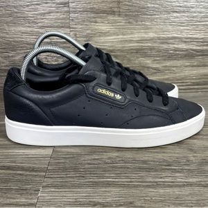 Adidas 8.5 Black Leather Sneakers Womens